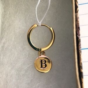 Single pierced huggie initial (B) earring